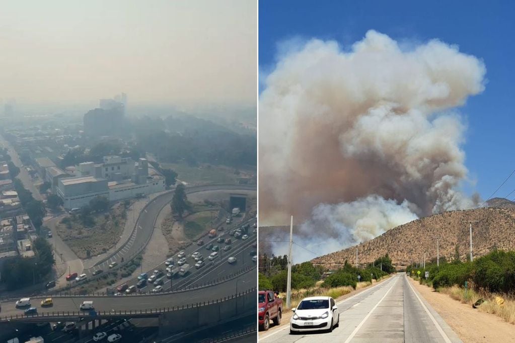 Santiago nuevamente cubierto por humo de incendios forestales.