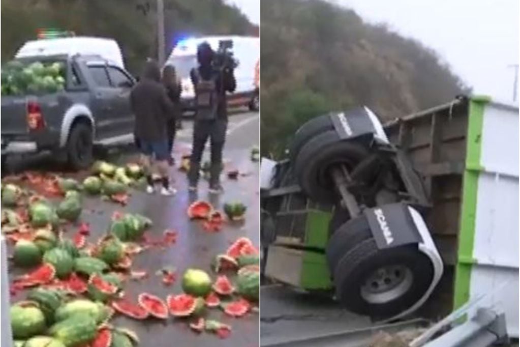 Accidente de camión con sandías obstaculiza el camino a Viña: reportan un extenso taco