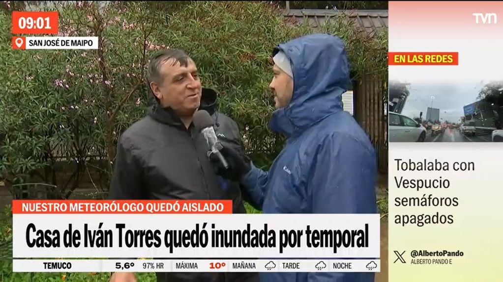 Iván Torres quedó aislado en Cajón del Maipo por las fuertes lluvias.