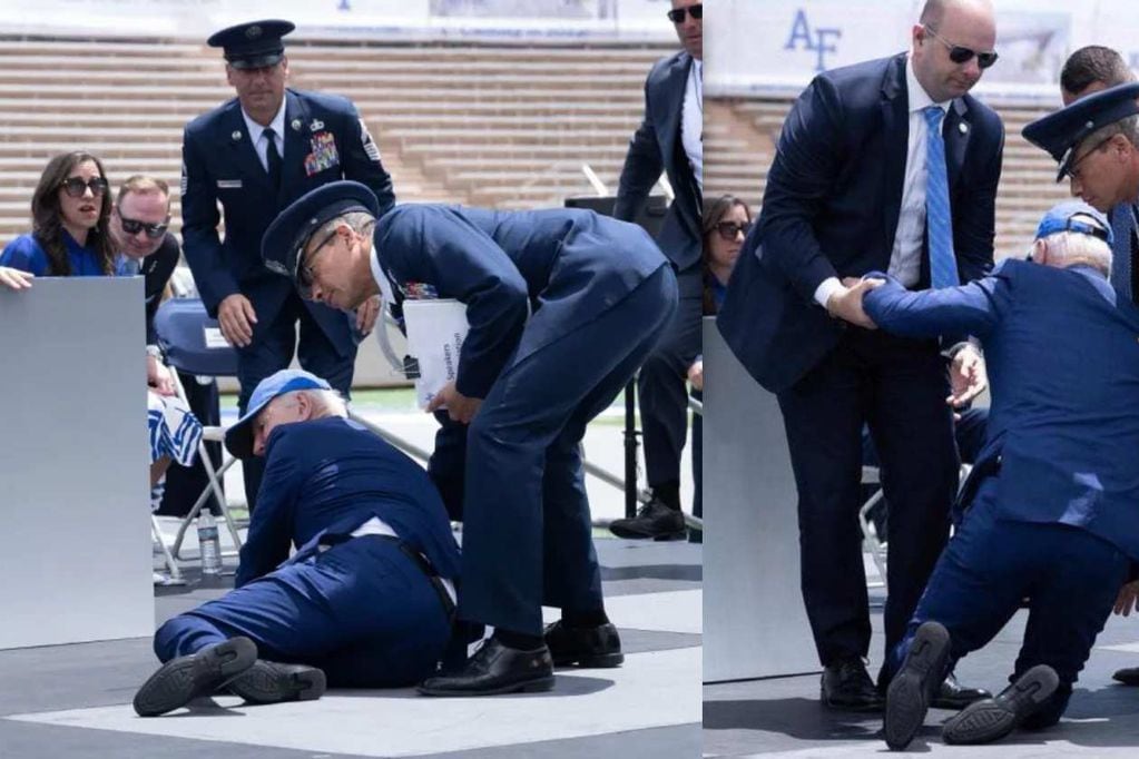 El Presidente Joe Biden se cayó en medio de una ceremonia.