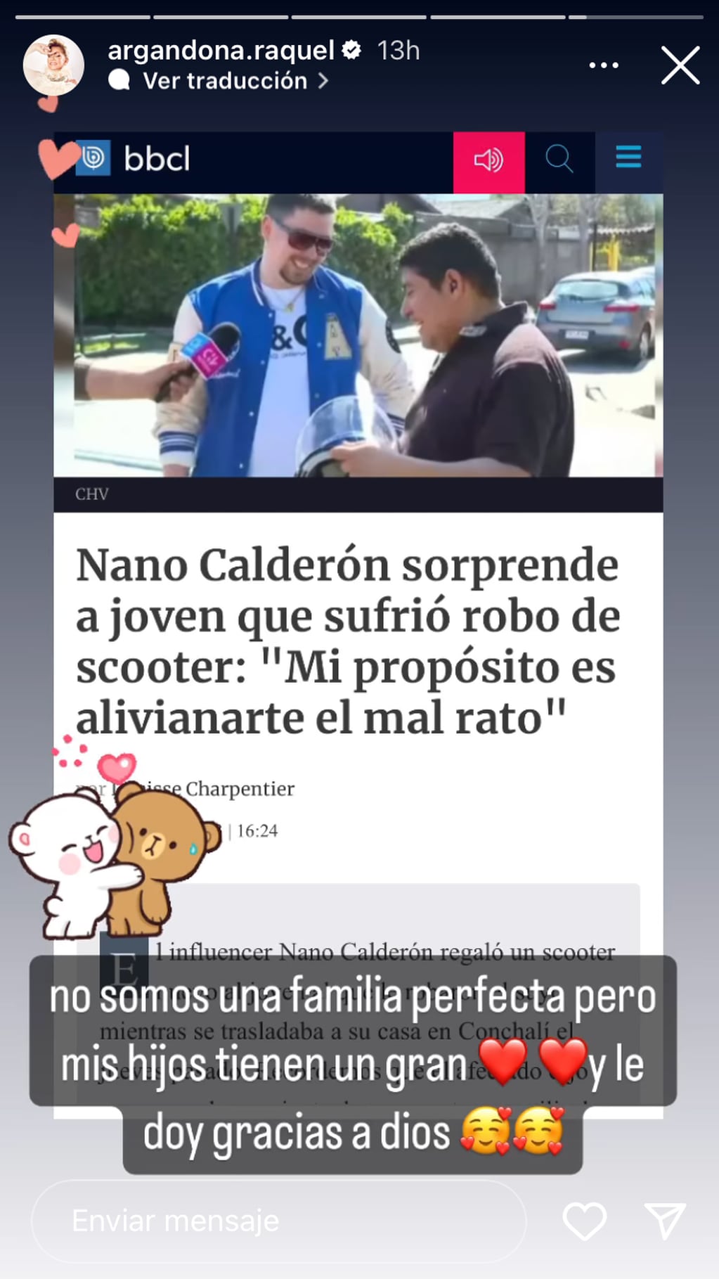 Raquel Argandoña reaccionó al especial gesto de Nano Calderón con hombre víctima de robo