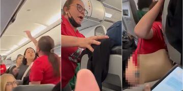 mujer amenaza con orinar en pasillo de avión luego de que azafata le impidiera ocupar el baño