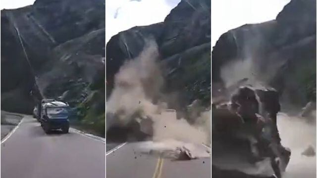 Deslizamiento de rocas en Perú