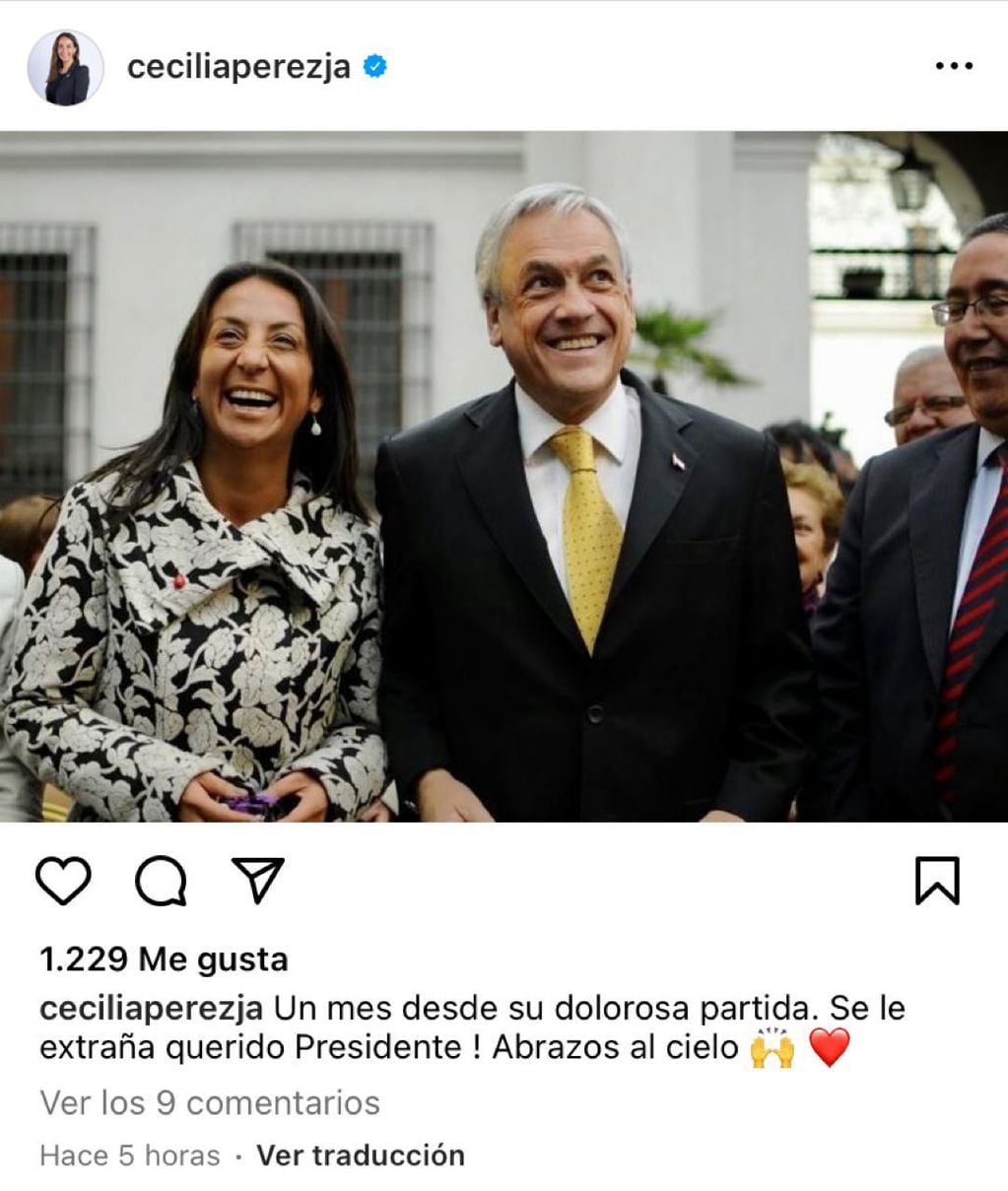 El emotivo mensaje de Cecilia Pérez a Sebastián Piñera