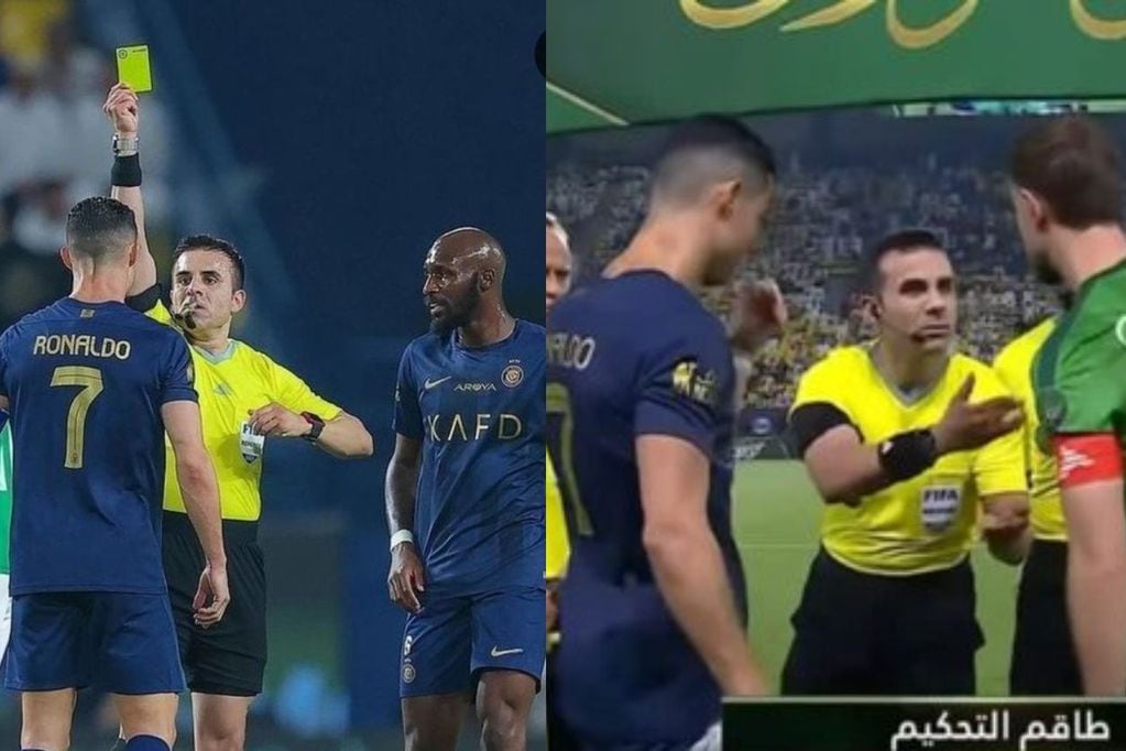 Piero Maza no dudó y le mostró la amarilla a Ronaldo.
