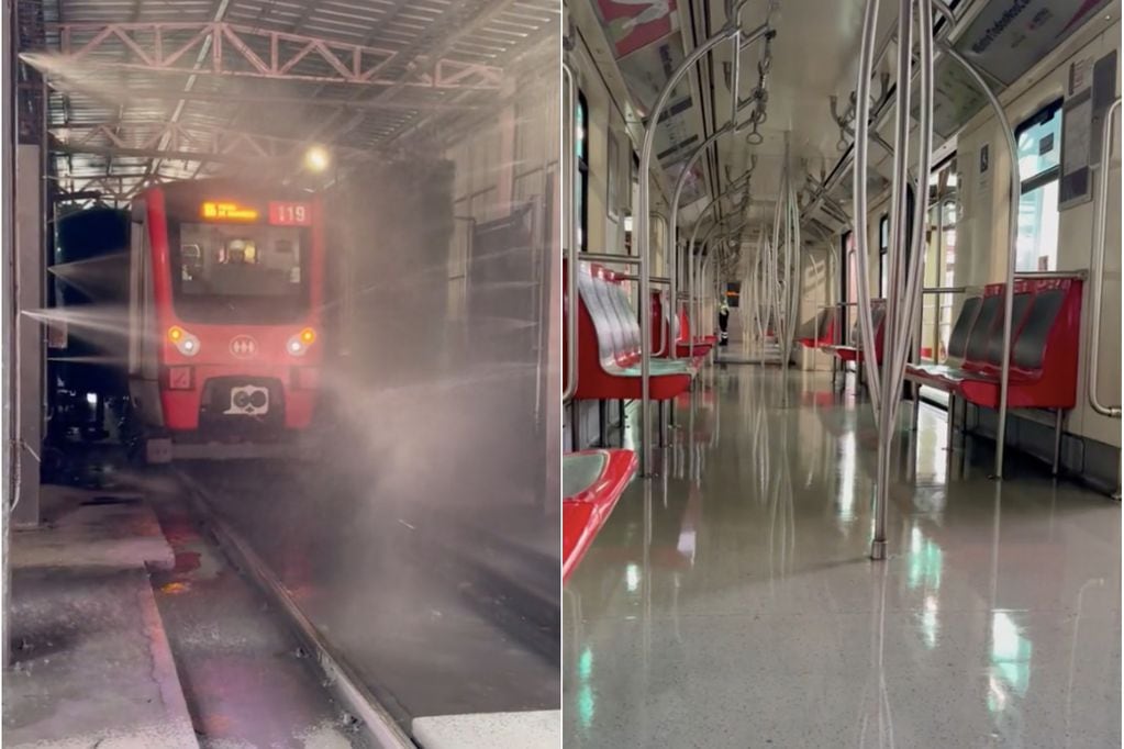¿Cómo se lavan los trenes del Metro de Santiago?