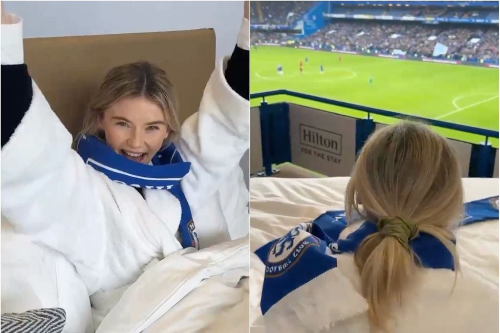 “Canto más fuerte en pijama”: influencer vio un partido del Chelsea desde una cama en el estadio y se hizo viral. Foto: Georgia Toffolo / Stamford Bridge.