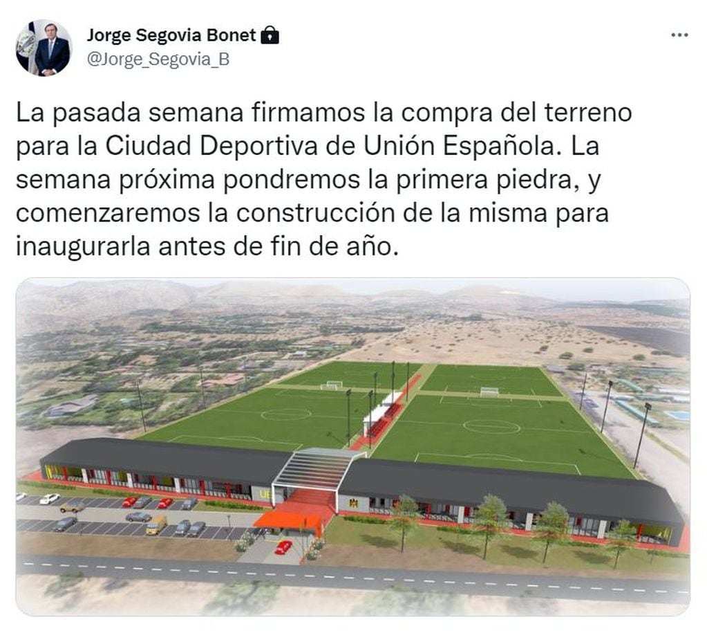 El mensaje de Jorge Segovia dando a conocer la Ciudad Deportiva de Unión Española.