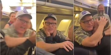 Emotivo video de hombre con Alzheimer que se desorientó en pleno vuelo y pasajeros cantan para tranquilizarlo