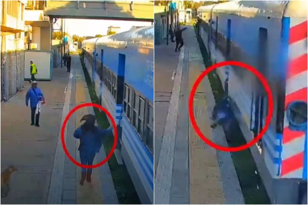 Mujer se salvó de ser arrollada por tren: intentó subirse a la mala cuando ya estaba en movimiento