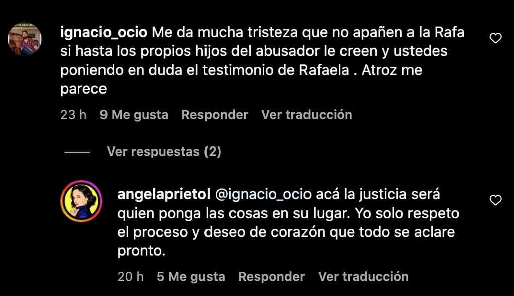 La declaración de Ángela Prieto respecto a la denuncia contra Cristián Campos.