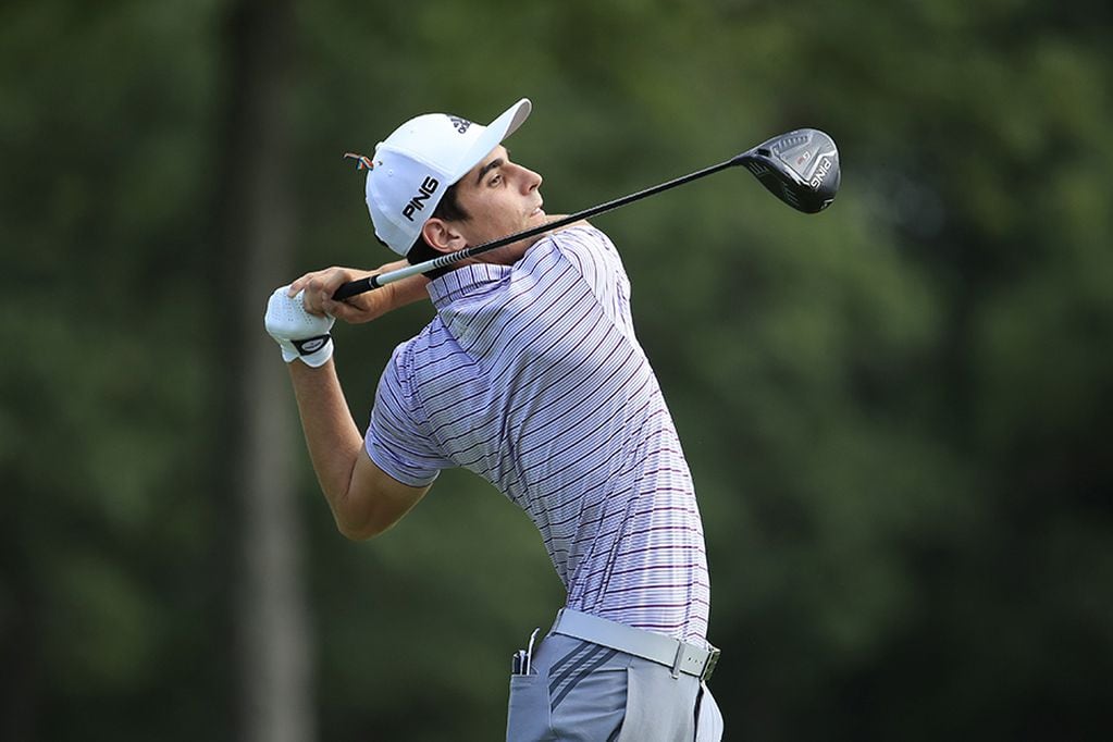 OLYMPIA FIELDS, ILLINOIS - AUGUST 30: Joaquin Niemann of Chile plays his shot from the seventh tee during the final round of the BMW Championship on the North Course at Olympia Fields Country Club on August 30, 2020 in Olympia Fields, Illinois.   Andy Lyons/Getty Images/AFP
== FOR NEWSPAPERS, INTERNET, TELCOS & TELEVISION USE ONLY ==