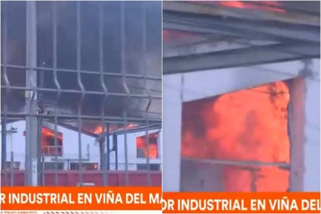 Fuego llegó a zona industrial y urbana, y consumió fábrica de pintura en Región de Valparaíso
