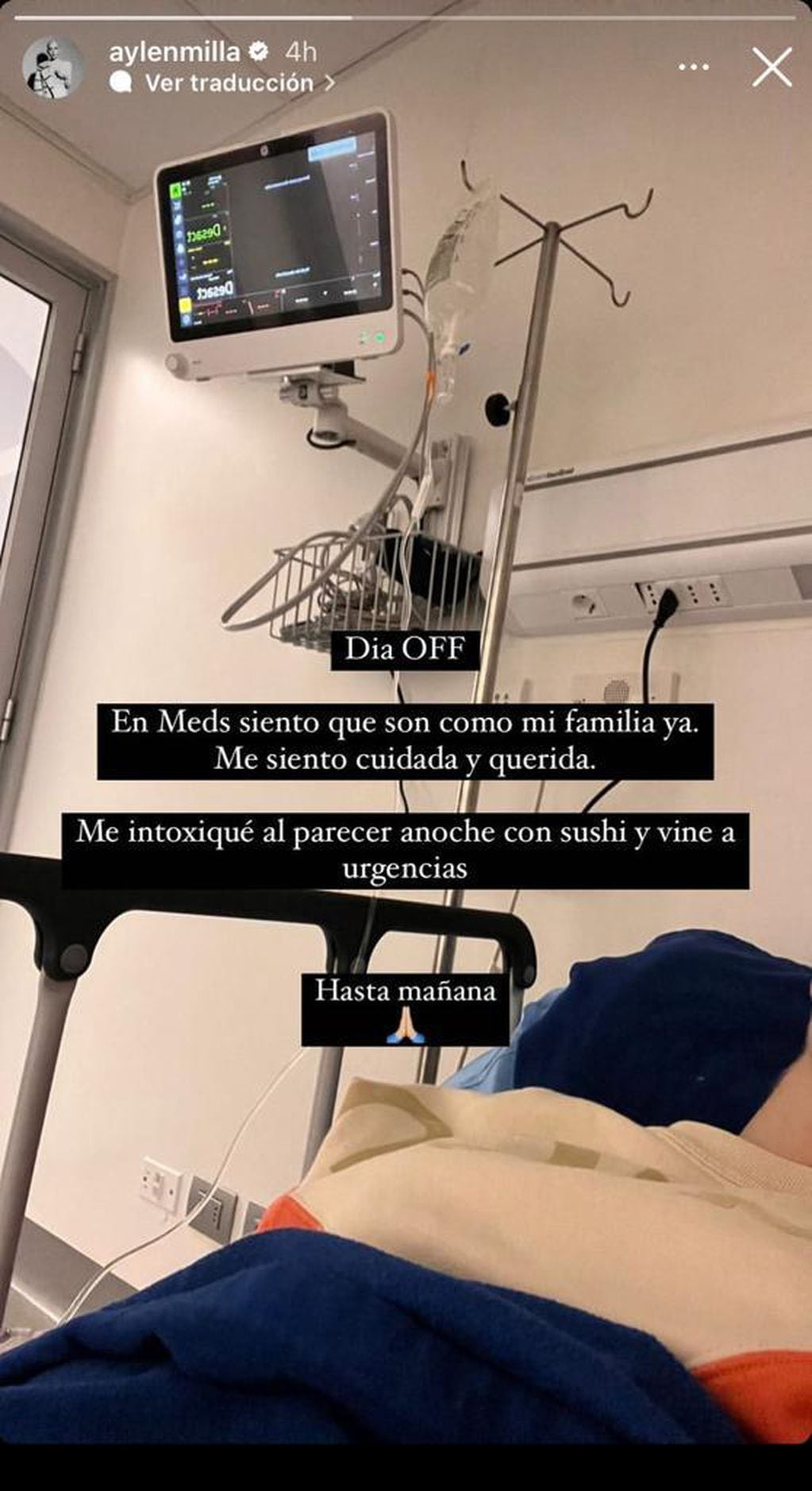 Aylén Milla preocupó a sus seguidores desde la clínica