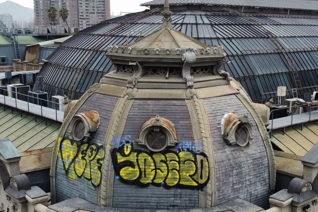 Cómo fue la detención de sujeto que vandalizó con grafitis la cúpula del Museo de Bellas Artes.