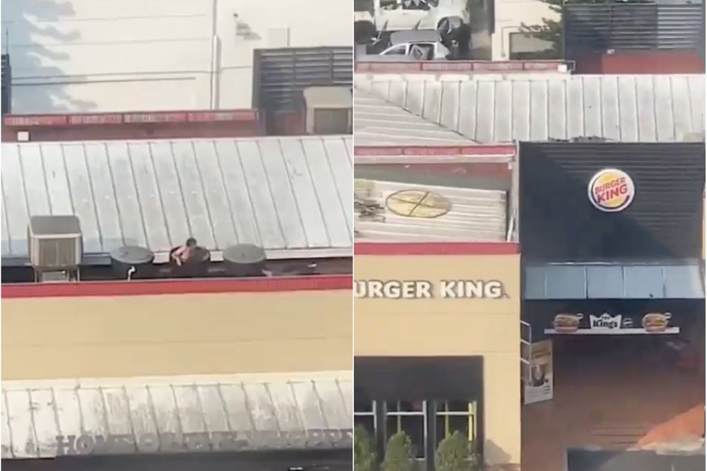 Insólito registro: hombre se baña desnudo en tanque de agua de Burger King.