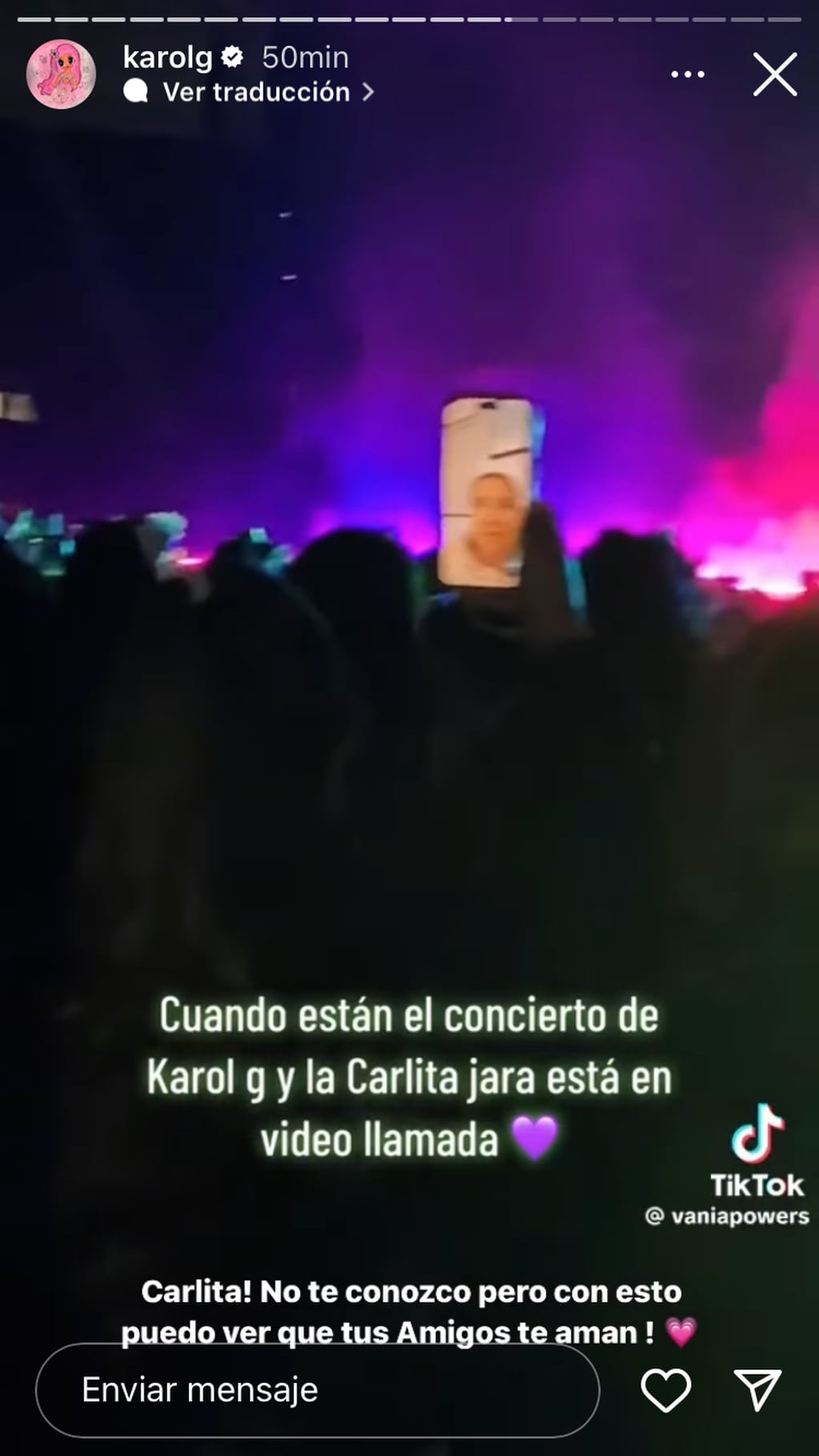 Karol G le envió un especial mensaje a Carla Jara tras viral de su concierto