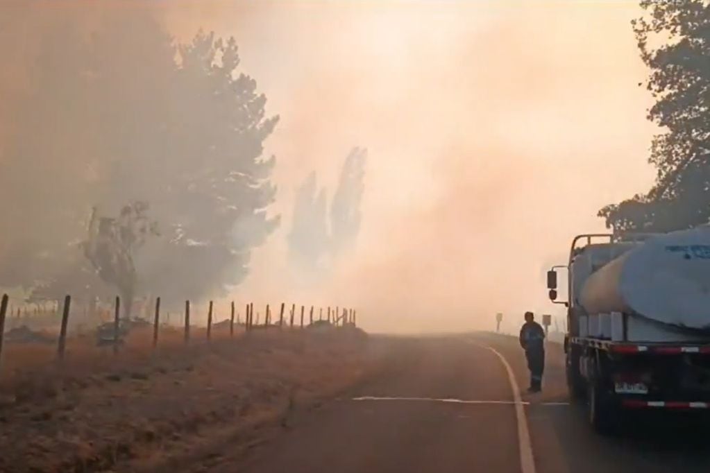 Declaran alerta roja en Victoria por incendios forestales: solicitaron evacuar sectores por avance del fuego. (Foto: Pantallazo Twitter @CarabAraucania)