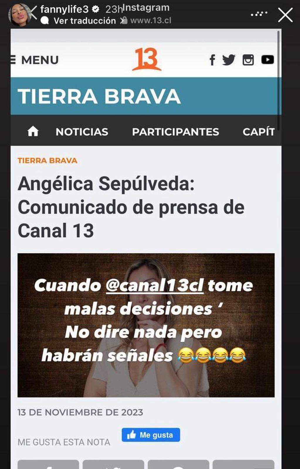 Fanny Cuevas opina sobre la salida de Angélica Sepúlveda de “Tierra Brava”