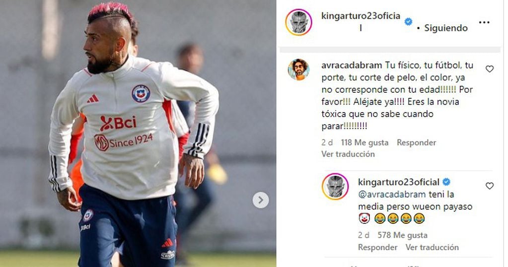 La respuesta de Arturo Vidal a un hincha en Instagram.
