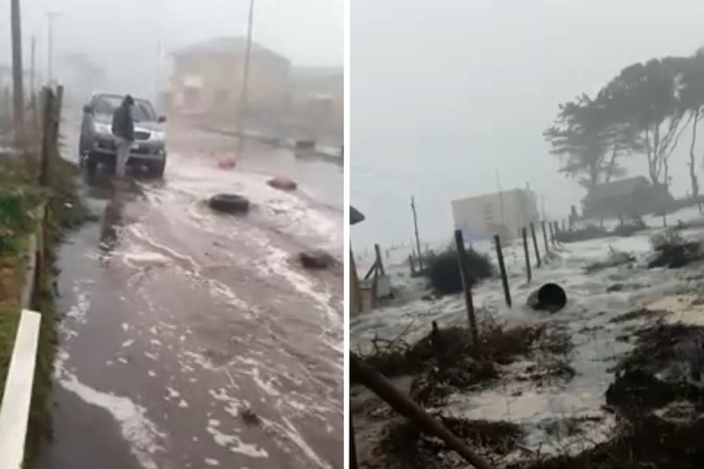 Videos muestran la fuerza de las marejadas en Coelemu y Cobquecura.
