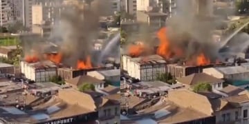 Bomberos combate incendio en Santiago Centro: llamas amenazan a locales comerciales