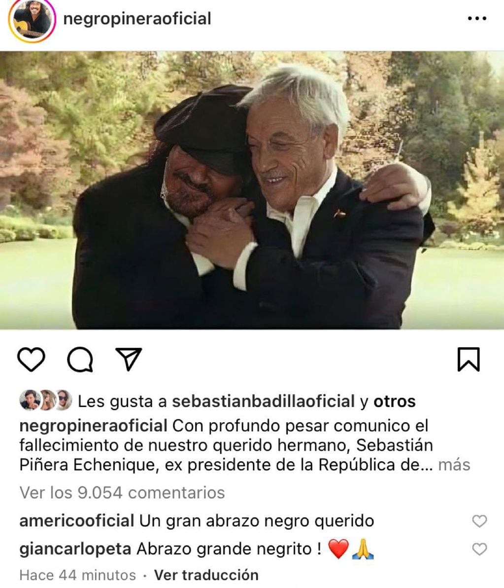 Negro Piñera le dedicó un emotivo mensaje a Sebastián Piñera tras su muerte: “Un líder político excepcional y un tremendo hermano”