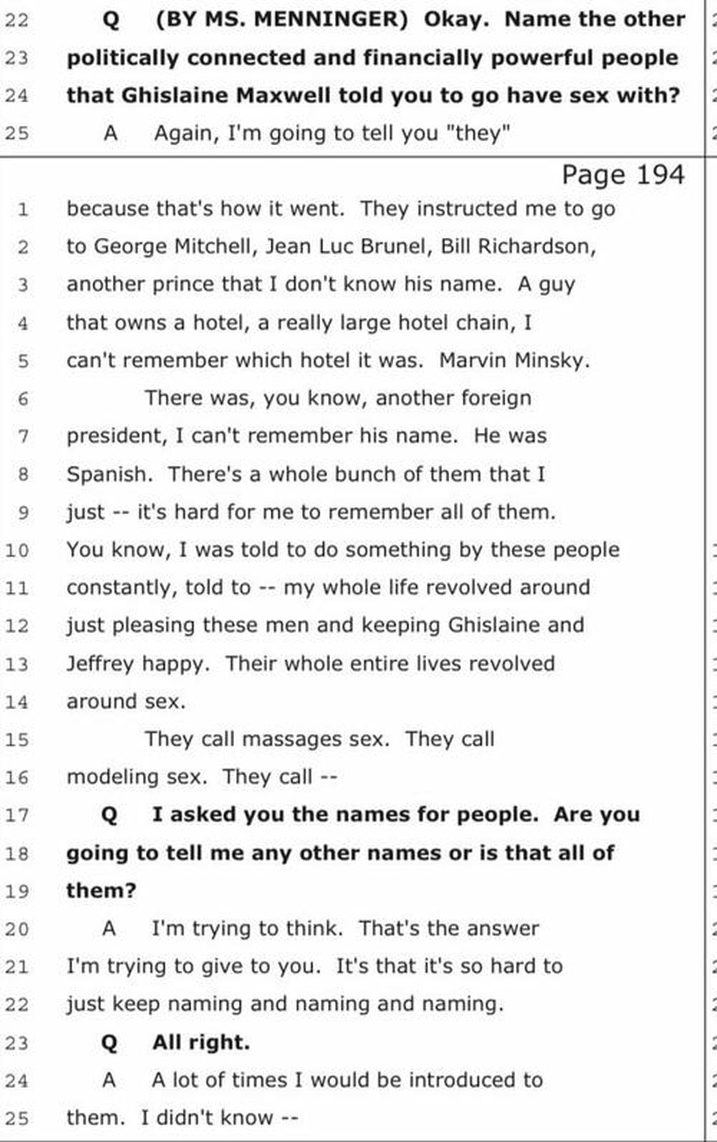 La mención a un "presidente extranjero" en Caso Epstein.
