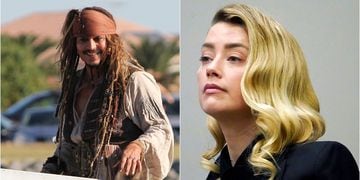 Johnny Depp en Piratas del Caribe y Amber Heard