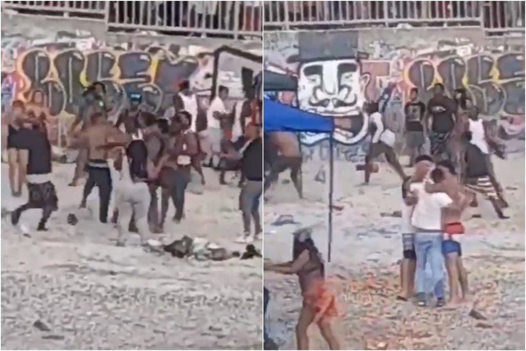 Captan violenta pelea entre bañistas en playa de Iquique tras celebración del Año Nuevo
