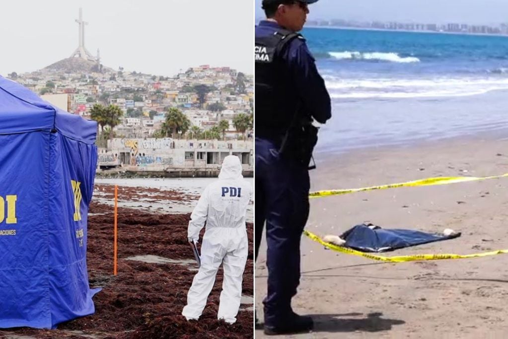 Los restos humanos fueron encontrados por trabajadores en la playa de Coquimbo. (Imágenes: PDI)