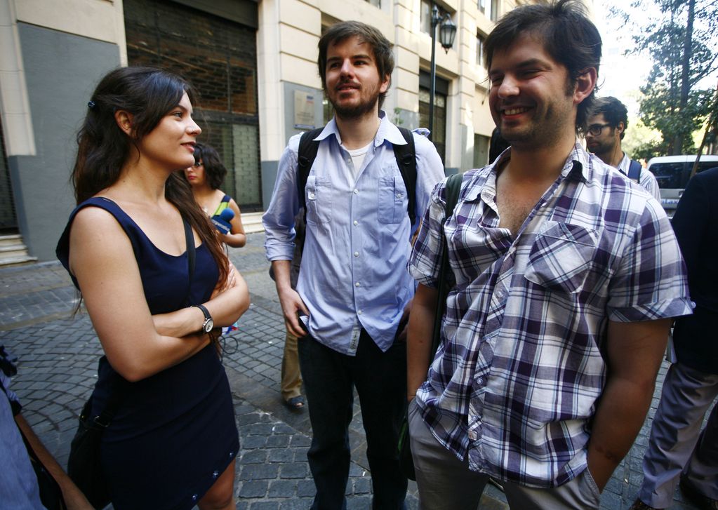 Camila Vallejo, Giorgio Jackson y Gabriel Boric en 2013.