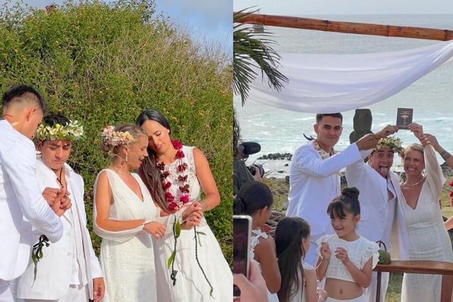 Fernando Godoy y Ornella Dalbolsco se casaron en una íntima ceremonia en Rapa Nui