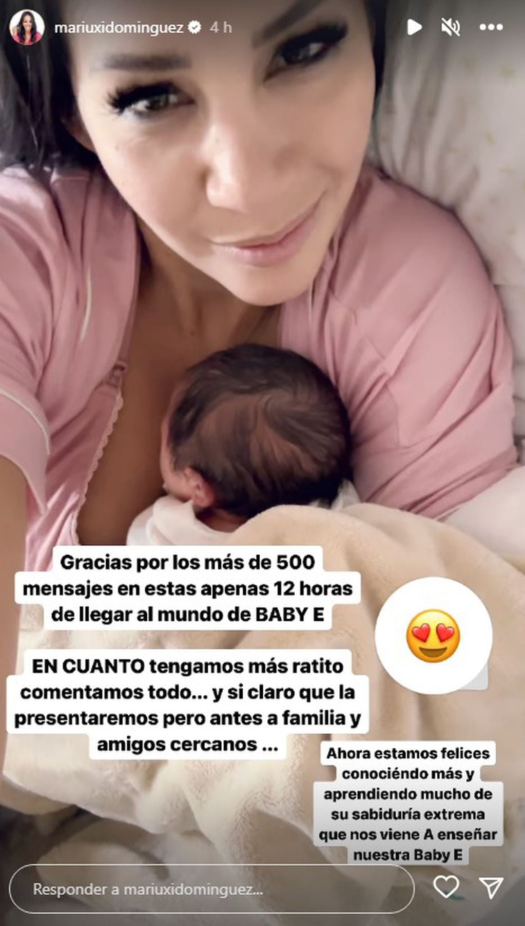 Mariuxi Domínguez compartió imágenes de los minutos previos y posteriores al parto.