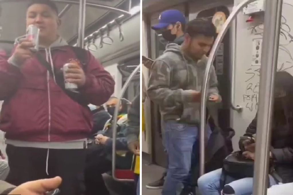 Los sujetos fueron increpados por una pasajera cuando rayaban un vagón del Metro. (Video: @PaisEsponja)