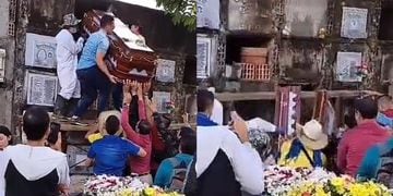 Inesperado impasse en pleno funeral: ataúd se cae y el cuerpo sale del féretro