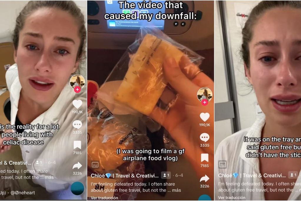Tiktoker se hace viral al denunciar que aerolínea le dio comida errónea y estuvo vomitando una hora