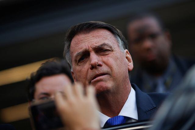Former Brazilian President Jair Bolsonaro testifies about the January 8 riots, at the Federal Police headquarters, in Brasilia