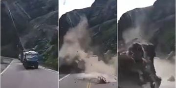 Deslizamiento de rocas en Perú
