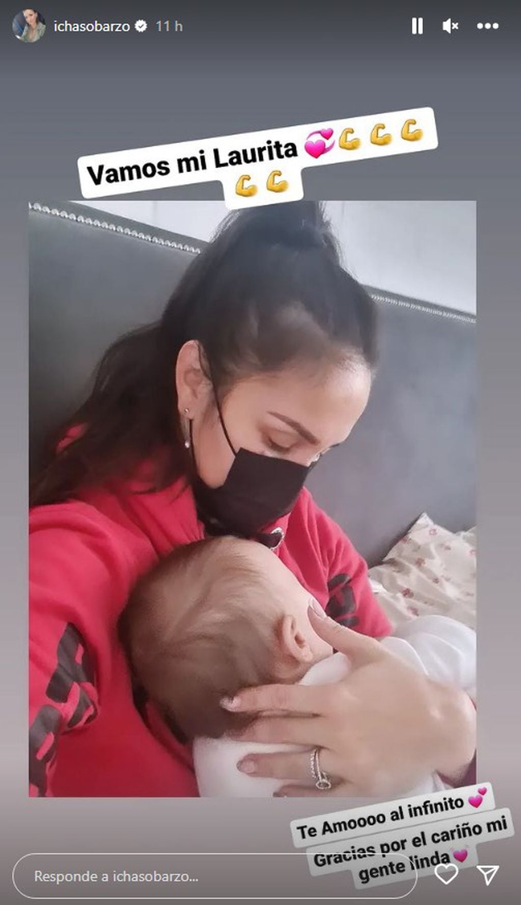 Icha Sobarzo agradeció en Instagram el apoyo por la enfermedad de su bebé.