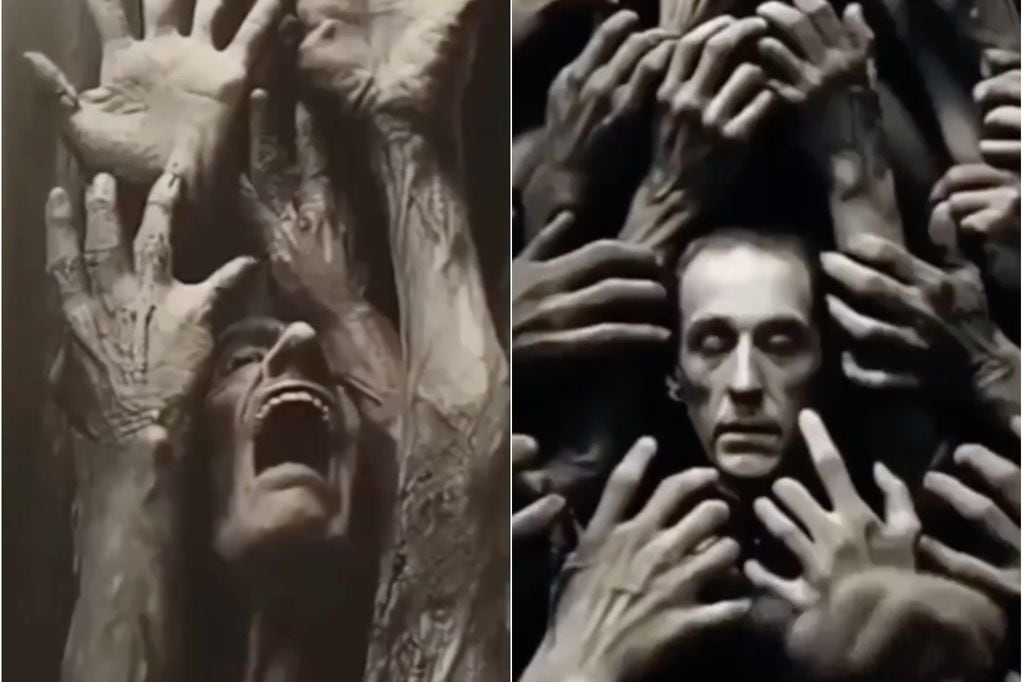 Así es el aterrador video que retrata cómo sería el infierno, según la Inteligencia Artificial. Fotos: capturas.