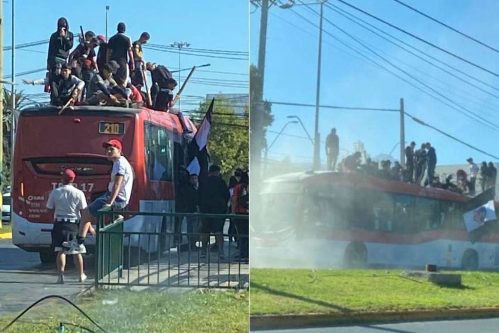 Barristas de Colo Colo "secuestraron" bus del transporte público en la previa del arengazo.