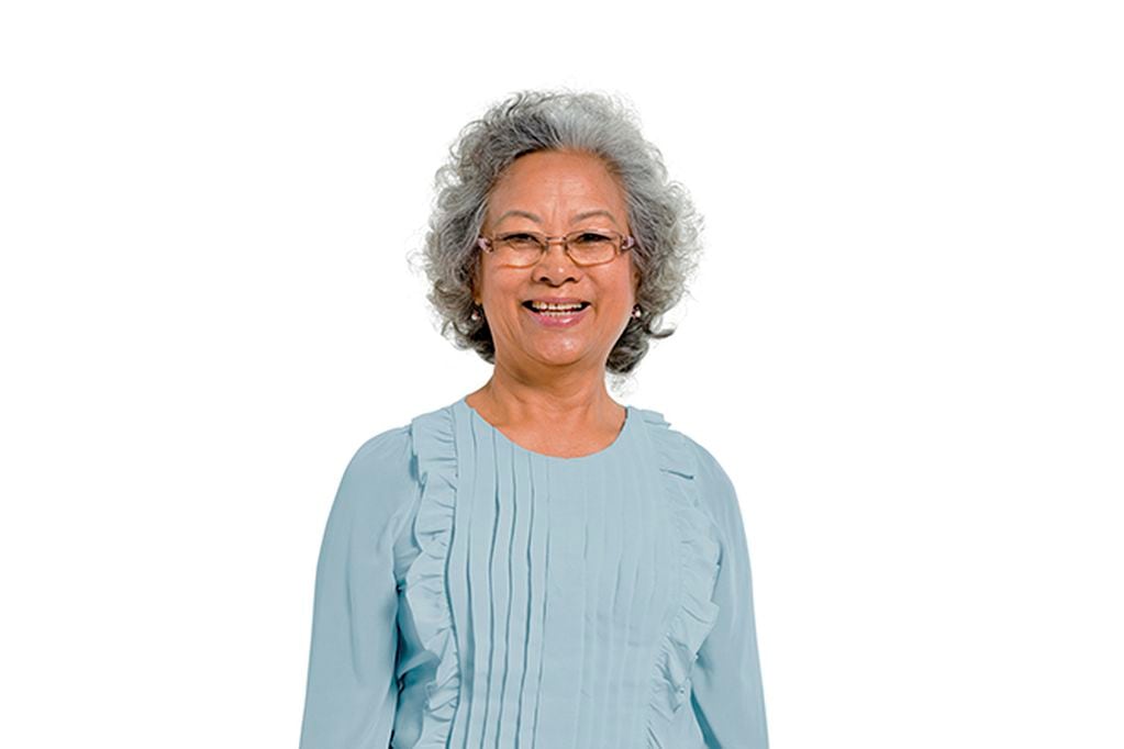 Cheerful Old Casual Asian Woman