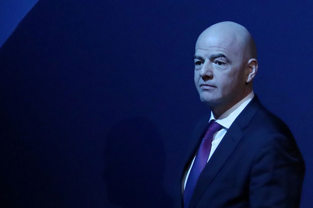 FILE PHOTO: Soccer Football - UEFA Congress - Beurs van Berlage Conference Centre, Amsterdam, Netherlands - March 3, 2020   FIFA President Gianni Infantino after his speech during the UEFA Congress   REUTERS/Yves Herman/File Photo