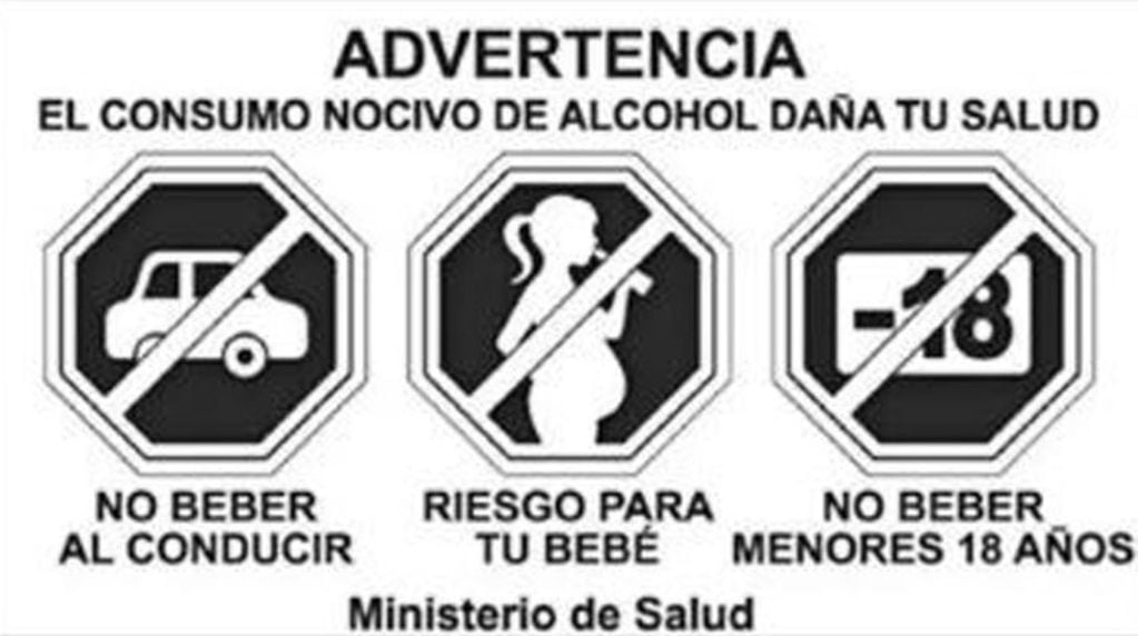 Los sellos de advertencia en bebidas alcohólicas.