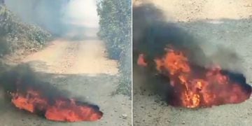 Video: Un cráter de fuego apareció en un camino de Quillón
