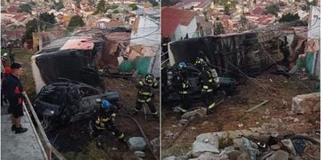 Microbús desbarrancó en Cerro Cárcel en Valparaíso