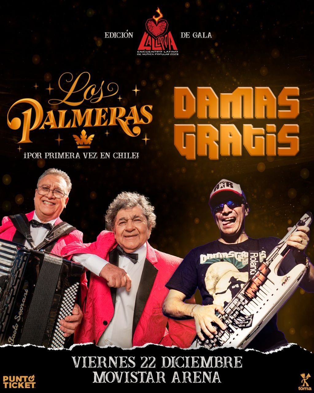 La Llama “de gala” anuncia los primeros confirmados de show en Movistar Arena:  Los Palmeras y Damas Gratis