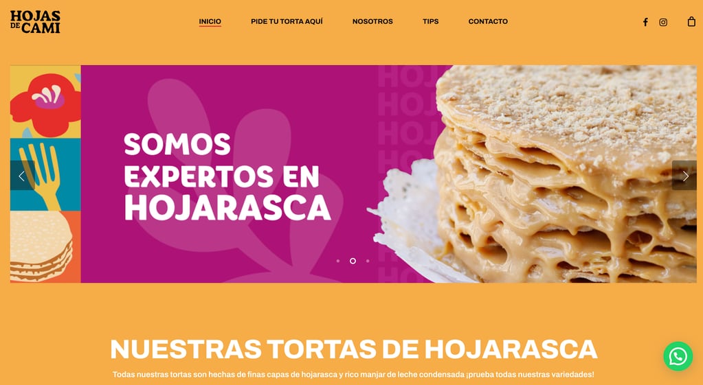 Sitio web oficial de Hojas de Cami. Foto: Captura de pantalla.