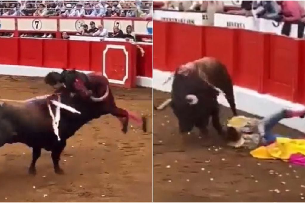 Video capta el momento en que un toro embiste a dos toreros en España